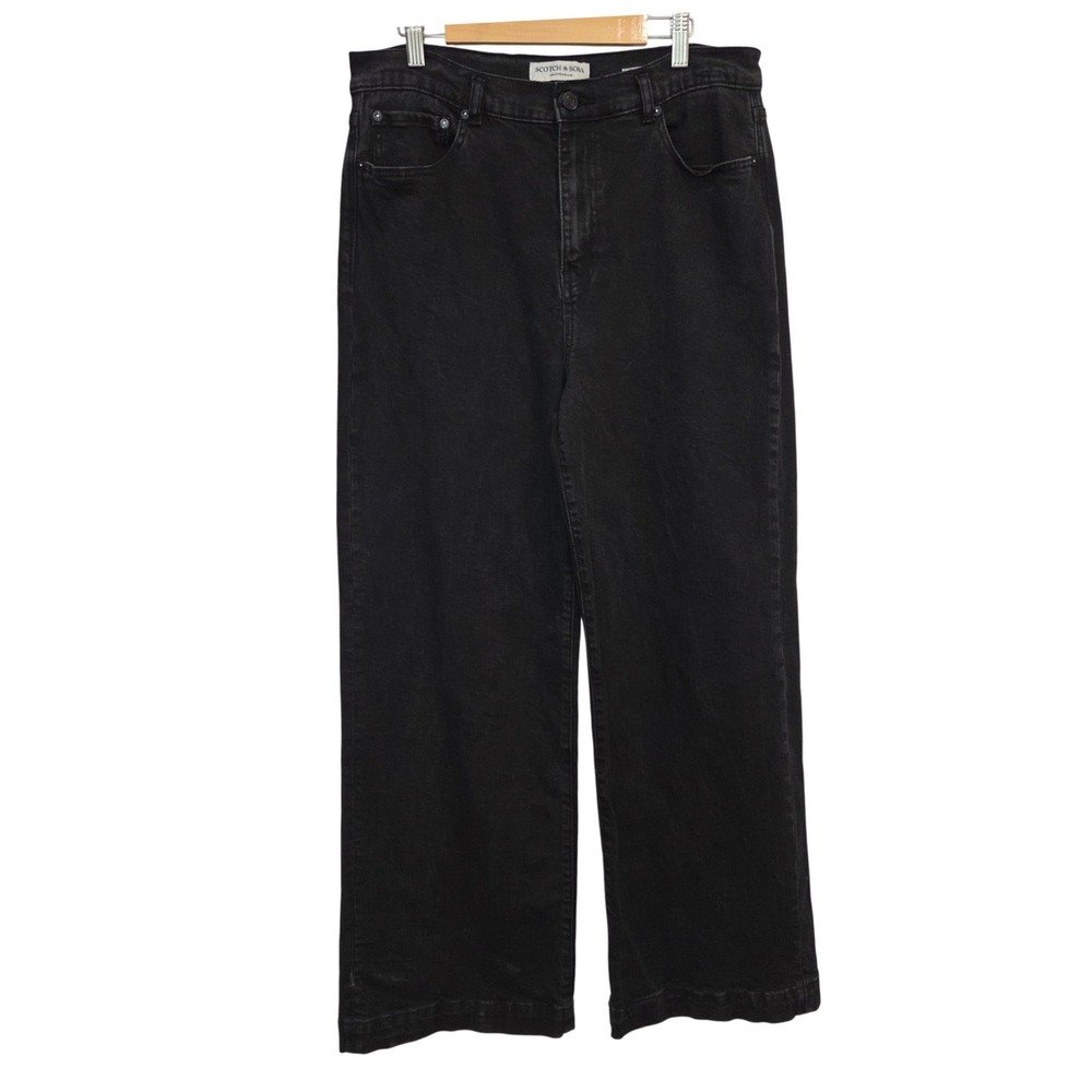 Scotch & Soda The Wave Black  Jeans 10/30 Wide Leg High Rise Denim Retro Y2K